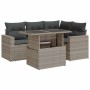Set de sofás jardín y cojines 5 pzas ratán sintético gris claro