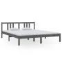 Estructura de cama de madera maciza gris 160x200 cm de vidaXL, Camas y somieres - Ref: Foro24-814896, Precio: 119,69 €, Descu...