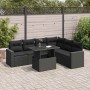 Set de sofás de jardín 7 pzas con cojines ratán sintético negro