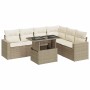 Set sofás de jardín 7 piezas y cojines ratán sintético beige
