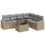 Set sofás de jardín 7 piezas y cojines ratán sintético beige