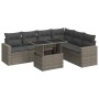 Set de sofás de jardín 7 pzas con cojines ratán sintético gris