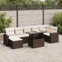 Set sofás de jardín 8 piezas y cojines ratán sintético marrón