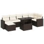 Set sofás de jardín 8 piezas y cojines ratán sintético marrón