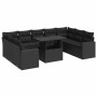 Set de sofás de jardín y cojines 10 pzas ratán sintético negro