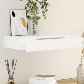Estante flotante pared con 1 cajón MDF blanco para libros/DVD