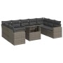 Set de sofás de jardín y cojines 10 pzas ratán sintético gris