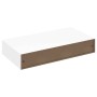Estante flotante pared con 1 cajón MDF blanco para libros/DVD