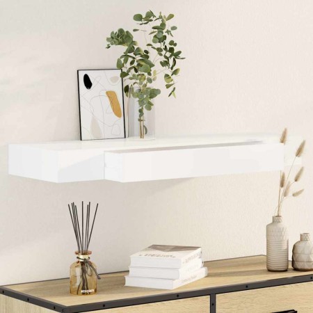 Estante flotante pared con 1 cajón MDF blanco para libros/DVD
