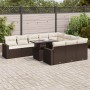 Set de sofás de jardín 11 pzas cojines ratán sintético marrón