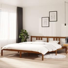 Estructura de cama madera maciza marrón miel 180x2