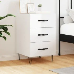 Glossy white engineered wood bedside table 40x40x66 cm by vidaXL, Nightstands - Ref: Foro24-827654, Price: 64,88 €, Discount: %