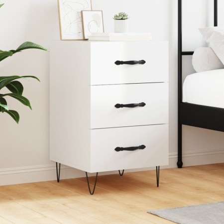 Glossy white engineered wood bedside table 40x40x66 cm by vidaXL, Nightstands - Ref: Foro24-827654, Price: 65,92 €, Discount: %