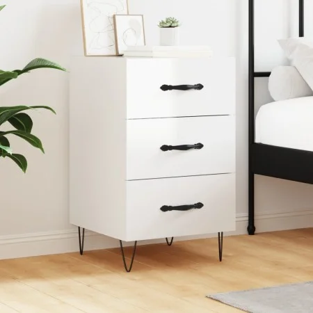 Glossy white engineered wood bedside table 40x40x66 cm by vidaXL, Nightstands - Ref: Foro24-827654, Price: 64,88 €, Discount: %