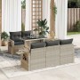 Set de sofás de jardín 6 pzas y cojines ratán sintético gris