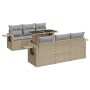 Set sofás de jardín 7 piezas y cojines ratán sintético beige