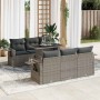 Set de sofás de jardín 7 pzas con cojines ratán sintético gris