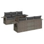 Set de sofás de jardín 7 pzas con cojines ratán sintético gris