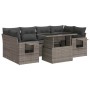 Set de sofás de jardín 7 pzas con cojines ratán sintético gris