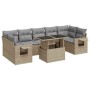 Set de sofás de jardín y cojines 8 piezas ratán sintético beige