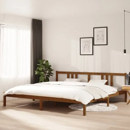 Honigbraunes Massivholzbettgestell 200x200 cm von vidaXL, Betten und Lattenroste - Ref: Foro24-814907, Preis: 161,64 €, Rabat...