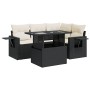 Set de muebles de jardín 5 pzas y cojines ratán sintético negro