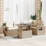 Juego de sofás jardín con cojines 6 pzas ratán sintético beige