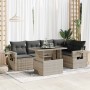 Set de sofás de jardín 6 pzas y cojines ratán sintético gris