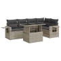 Set de sofás de jardín 6 pzas y cojines ratán sintético gris