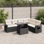 Set de sofás de jardín 7 pzas con cojines ratán sintético negro