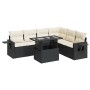 Set de sofás de jardín 7 pzas con cojines ratán sintético negro