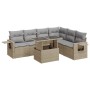 Set sofás de jardín 7 piezas y cojines ratán sintético beige