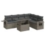Set de sofás de jardín 7 pzas con cojines ratán sintético gris
