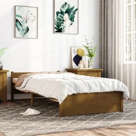 Honigbrauner Massivholzbettrahmen 75x190 cm von vidaXL, Betten und Lattenroste - Ref: Foro24-815007, Preis: 106,61 €, Rabatt: %