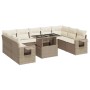 Juego de sofás jardín con cojines beige 10 pzas ratán sintético