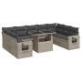 Set sofás jardín 10 pzas con cojines ratán sintético gris claro