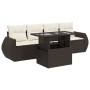 Set comedor de jardín 5 piezas y cojines ratán sintético marrón