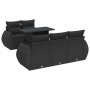 Set de sofás de jardín 6 piezas y cojines ratán sintético negro