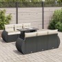 Set de sofás de jardín 7 pzas con cojines ratán sintético negro