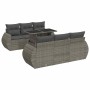 Set de sofás de jardín 7 pzas con cojines ratán sintético gris