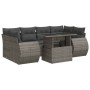 Set de sofás de jardín 7 pzas con cojines ratán sintético gris