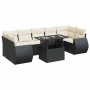 Set de sofás de jardín y cojines 8 piezas ratán sintético negro