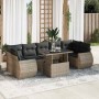 Set de sofás de jardín y cojines 8 piezas ratán sintético gris