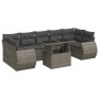 Set de sofás de jardín y cojines 8 piezas ratán sintético gris