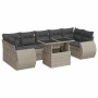 Set de sofás de jardín 8 pzas y cojines ratán sintético gris