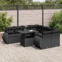 Set de sofás de jardín con cojines 9 pzas ratán sintético negro