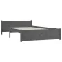 Double gray solid wood bed frame 135x190 cm by vidaXL, Beds and slatted bases - Ref: Foro24-815021, Price: 163,52 €, Discount: %