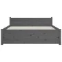 Double gray solid wood bed frame 135x190 cm by vidaXL, Beds and slatted bases - Ref: Foro24-815021, Price: 163,52 €, Discount: %
