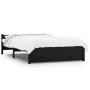 Black solid wood double bed frame 135x190 cm by vidaXL, Beds and slatted bases - Ref: Foro24-815023, Price: 162,96 €, Discoun...