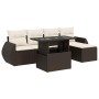 Set sofás de jardín 6 piezas y cojines ratán sintético marrón